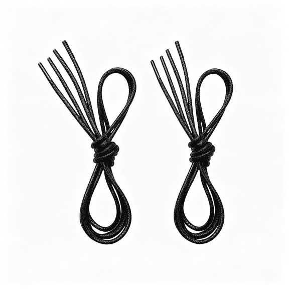 TUWAFE 2 Pairs Waxed Round Dress Shoe Laces for Mens Dress Shoes,1/8" Thin Business Oxford Shoelace/Shoe Strings,Black,80Cm/31.5Inch Dress Shoe Laces for Men