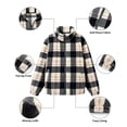 thumbnail image 4 of Smsaxvxz Women’s Long Sleeve Sherpa Fleece Plaid Jacket Casual Chunky Fuzzy Warm Winter Coat for Women White M, 4 of 8