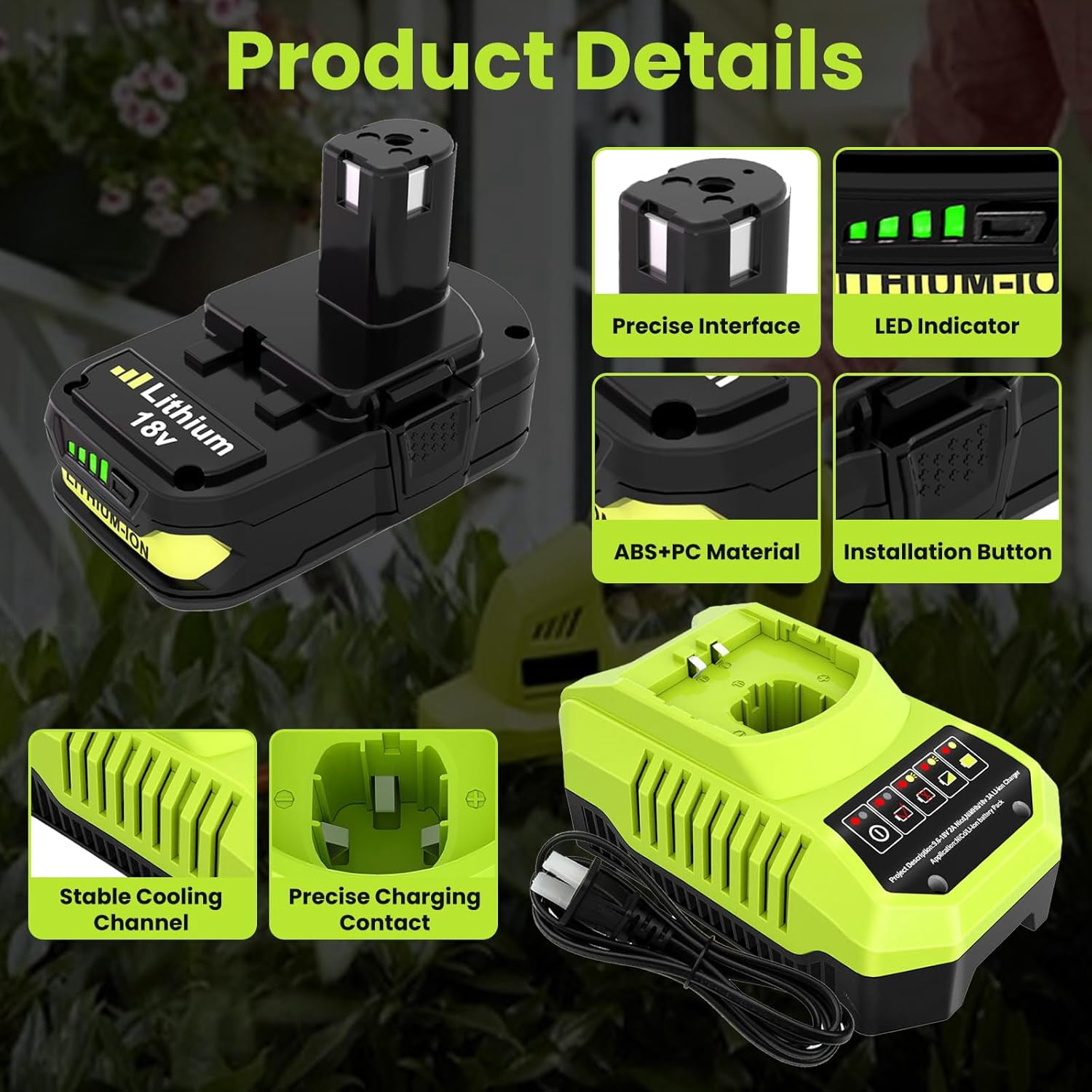 2PACK 3.6Ah Lithium Battery Replacement for Ryobi 18V Battery and P117 Charger Combo Compatible with Ryobi Battery and Charger 18 Volt P102 P103 P104 P105 P107 P108 P109 Cordless Power Tools