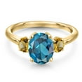 thumbnail image 3 of Gem Stone King 18K Yellow Gold Plated Silver London Blue Topaz and Yellow Citrine Engagement Ring for Women | 2.76 Cttw | Oval 9X7MM | Gemstone November Birthstone | Size 7, 3 of 6