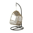 thumbnail image 2 of Noble House Malia Wicker Hanging Chair with Stand in Light Brown/ Brown/Beige, 2 of 13