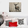 thumbnail image 5 of JEUXUS Deer Canvas Wall Art, Rustic Elk with Big Antlers, Animal Head Picture Grey and White, Hunting Artwork Painting for Living Room Home Office Decorations, Framed, Decor 20x16in, 5 of 6