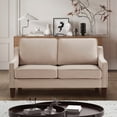 thumbnail image 4 of 2-Seater Velvet Loveseat Sofa with Spring Cushions and Solid Rubber Wood Legs, Taupe, 4 of 10