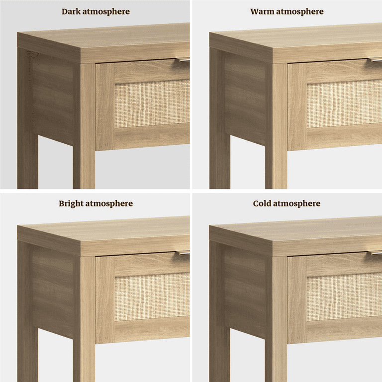 Surmoby Wooden Boho Console Table with Rattan Drawers