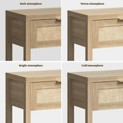Surmoby Console Table with Rattan Drawers,Boho Wood Entryway Table Hallway Table Sofa Table with Open Storage Shelf for Living Room,Foyer and Corridor,Light Oak