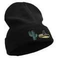 thumbnail image 4 of Cinco De Mayo Cactus and Hat Embroidered Big Size Superior Cotton Long Knitting Beanie - Black XL-3XL, 4 of 5