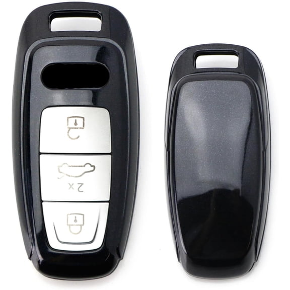 Key Fob Cover Compatible with Fit for Audi A6 A7 E-Tron A8 Q8 2019 up Gloss Finish Hard Shell 3 Button Smart Key Shell Case Holder Protector