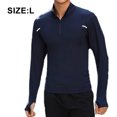 thumbnail image 2 of Camisas de pesca para hombre Manga larga Protección solar Senderismo Tops con cremallera de 1/4 (azul real), 2 of 6