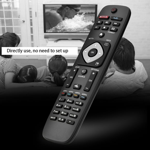 Greensen Universal Smart TV Remote Control URMT39JHG003, Remote Control with 1 x Remote Controller for Philips, Black