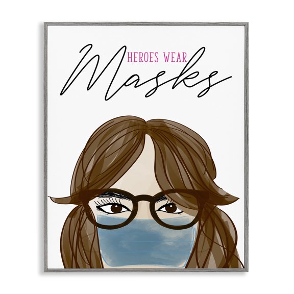 Stupell Industries Contemporary Heroes Wear Masks Female Gray Framed Giclee Art, 16 x 20, by Anna Quach