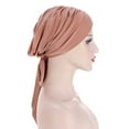 thumbnail image 4 of Herrnalise Women Solid India Hat Muslim Ruffle Cancer Chemo Hat Beanie Wrap Cap, 4 of 4
