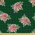 thumbnail image 2 of Ambesonne Botanic Fabric by the Yard Upholstery, Summer Blooming Dahlia Art, 2 Yards, Emerald and Dark Pink, 2 of 5