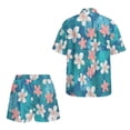 thumbnail image 2 of Xoenoiee Tropical Plumeria Flower Print Womens Fashion 2 Piece Outfits Palm Leaves Design Short Sleeve Tops Set Matching Shorts Loungewear Tracksuit Lounge Sets for Resort Vacation, Size M, 2 of 7