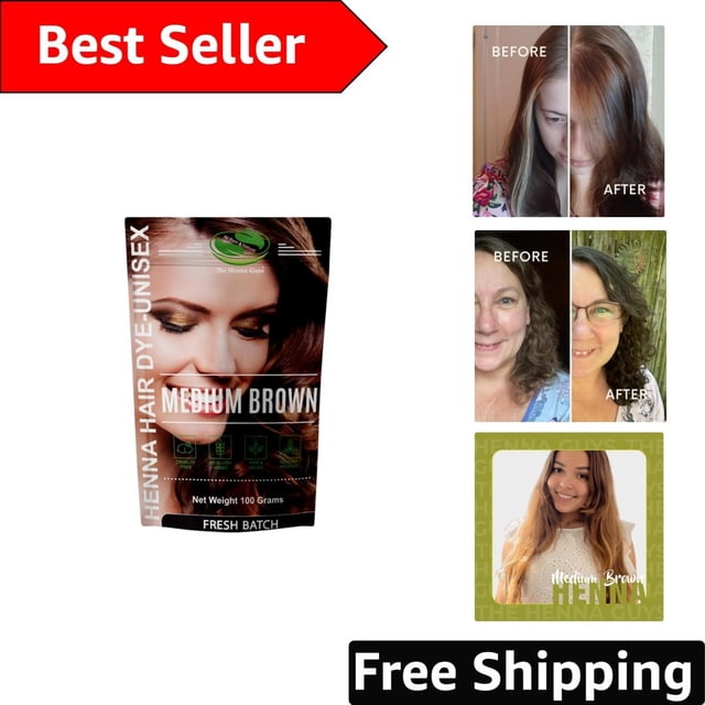 Natural Plant-Based Hair Dye - 100g Medium Brown Henna for All Hair Types