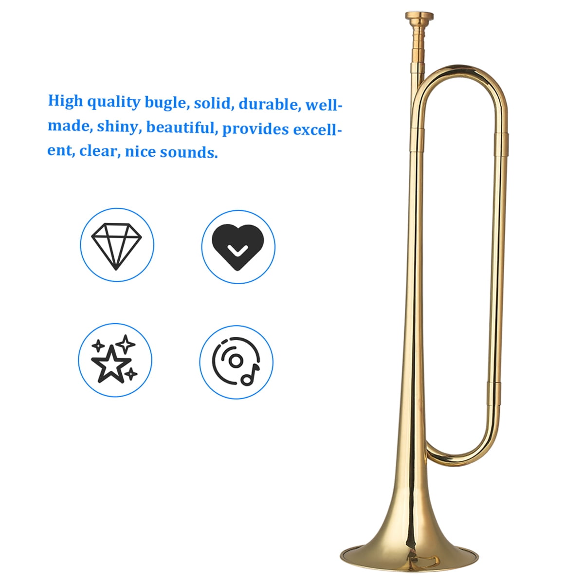 Eccomum B Flat Bugle Call Trumpet Brass Cavalry Horn with Mouthpiece for  School Band Cavalry Orchestra 