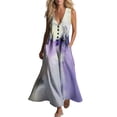 thumbnail image 2 of Gamivast Dresses for Women Sleeveless Maxi Dress V-Neck Button Front Linen Casual Loose Fit Floral Sundress with Pockets Summer Vacation Beach Dress Multicolor XXL, 2 of 7