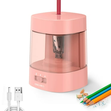 Deli Electric Pencil Sharpener,Suitable for No.2 Pencils Colored Pencils, USB & Battery Operated，Light Pink