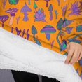 thumbnail image 3 of Oversized Wearable Blanket Hoodie,Purple Green Mushroom Plant Orange Pattern Sherpa Blanket Hoodie with Super Pockets,Super Warm Fuzzy Pullover for Women & Men, 3 of 6
