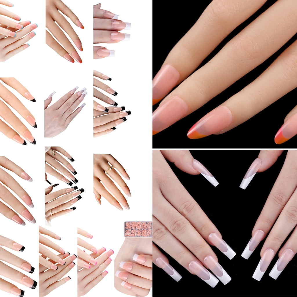 600x Press On Nail Almond False Nails French Tip False Nails Ballerinas Nails