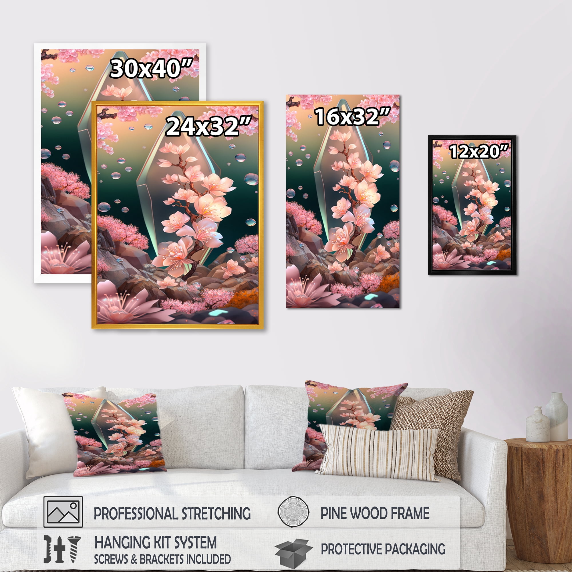 Designart Cherry Blossums Tree II Canvas Wall Art