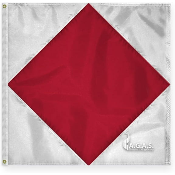 AGAS Foxtrot Code F Marine Signal Flag - Printed 200D Nylon - Canvas Header - Brass Grommets - Colorfast & Stitched Edges - Nautical Boat Flag - Naval Code Signal Flag.
