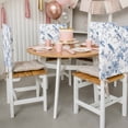 thumbnail image 3 of White Blue Spring Floral Chair Back Covers, Removable Chair Covers for Dining Chairs Set of 6, Washable Chairs Slipcovers Back Seat Protector for Wedding Party 19"x20", 3 of 9