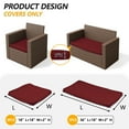 thumbnail image 5 of Snubbull 3 Pack, 36"x 18" Outdoor Patio Seat Cushions Replacement Covers Fit for 4 Pieces 4-Seater Wicker Rattan Patio Conversation Set Loveseat Chair Couch Furniture, Cover Only, Burgundy, 5 of 8