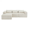 thumbnail image 3 of Christopher Knight Home 107" Compressed Sectional Sofa, Corduroy Upholstery with Ottoman, Pillow Back, Beige, 3 of 11