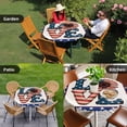 thumbnail image 4 of Independence Day Round Tablecloth for 45-54 Inch Tables,Fitted Table Cover with Elastic Edge,Patriotic Love Sunflowers American Flag Waterproof Outdoor Table Cloth Protector for Patio Garden Dinner, 4 of 9