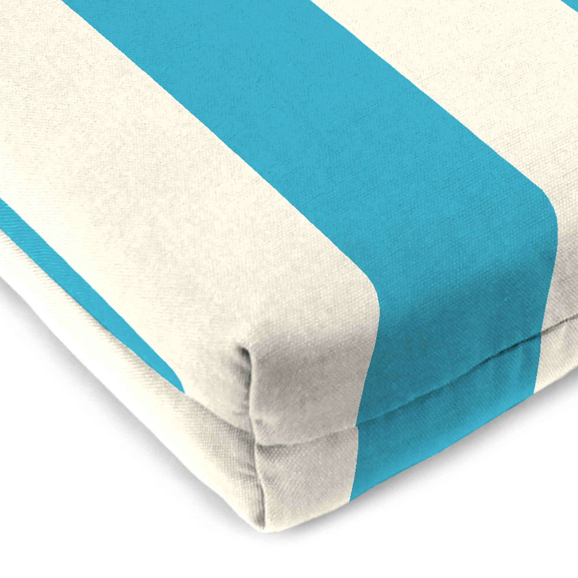 Jordan Manufacturing 48" x 18" Cabana Turquoise Stripe Rectangular Outdoor Settee Swing Bench Cushion with Ties