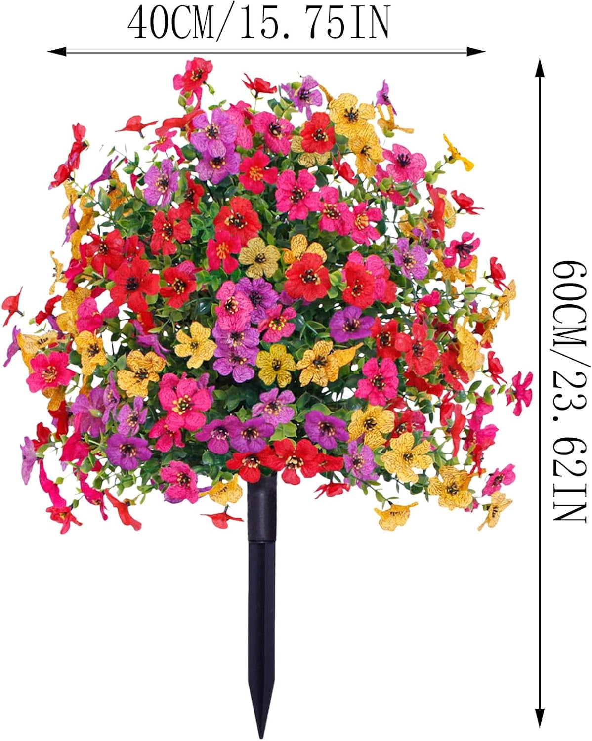 23in Artificial Violet Ball Topiary Trees with Ground Spikes, 1 Pack Fake Artificial Bushes Plants,Faux Artificial Shrubs Tree for Indoor Outdoor Front Porch Decor (MC)