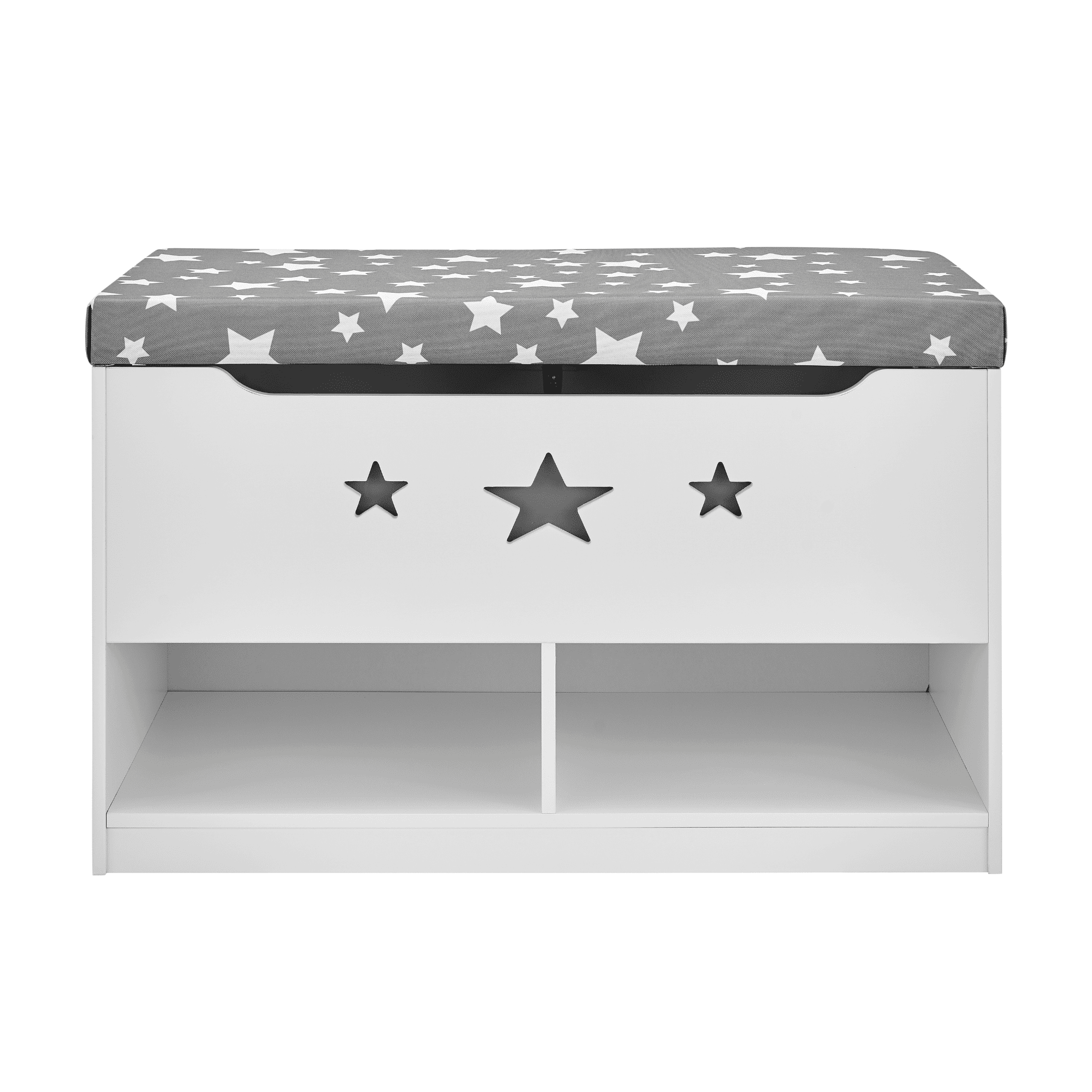 Sturdis Kids Toy Box – Gray & White with Cushion Storage Bench Seat, Toy  Storage Chest and Cubby Space for Shoes and Books Organizers 