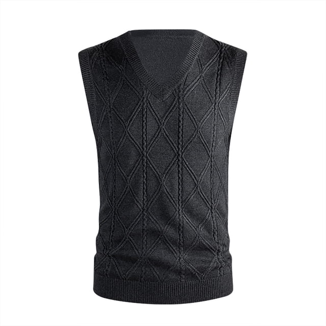 ameIAEA Men's Sweater Vest V Neck Cable Knitted Sleeveless Solid Color Pullover Sweater Fall Winter