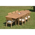 thumbnail image 5 of Grade-A Teak Dining Set: 8 Seater 9 Pc: 122" Atnas Double Extension Rectangle Table And 8 Vellore Stacking Arm Chairs Outdoor WholesaleTeak #WMDSWVm, 5 of 5