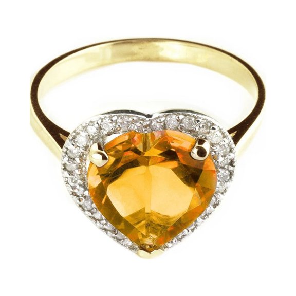 Galaxy Gold 14K Yellow Gold Natural Citrine Heart Ring - November Birthstone - Warmth & Prosperity - Sizes 5.5 to 11 - Fine Jewelry for Women