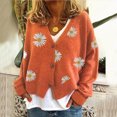 thumbnail image 2 of Towmus Cute Sweaters for Women Y2K Floral Print Knit Cardigan Sweaters Long Sleeve V Neck Button Down Sweater Outerwear Tops, 2 of 4