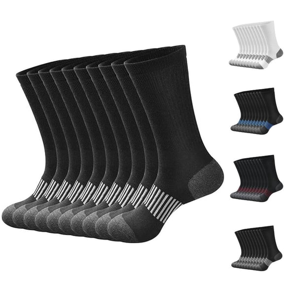 Bxsruta Men's Moisture Wicking Breathable Casual Cotton Blend Crew Socks for Sports Outdoor Running 10 Pack