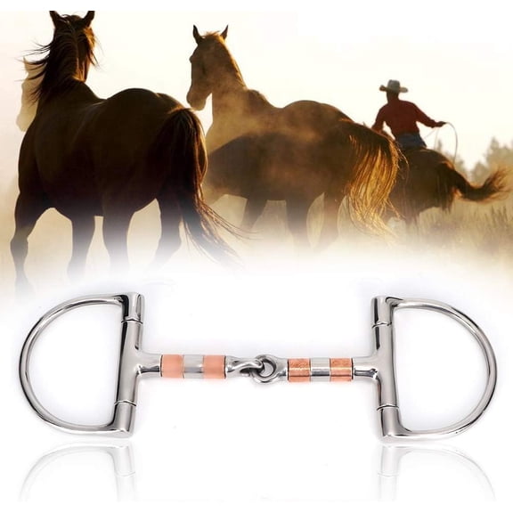 MT 5 inch Stainless Steel with Copper Mouth Double Jointed D-Ring Snaffle Bit Horse Bits