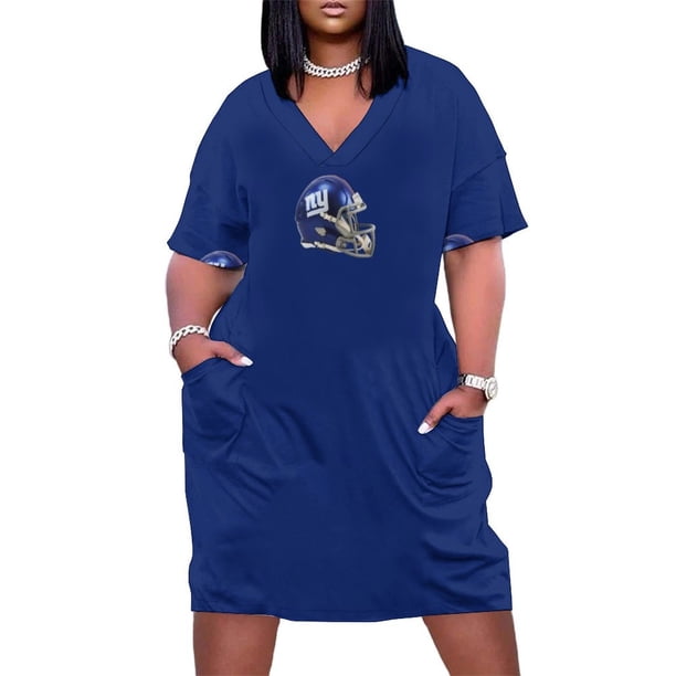 Vestido holgado con bolsillos de los Giants de Nueva York, estilo casco, para fiesta de graduación, manga larga, elegante.