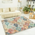 thumbnail image 3 of FairOnly Orange 9'x12'Boho Vintage Floral Printed Machine Washable Rug for Living Room Bedroom Low Pile Stain Resistant Oriental Floor Area Rug for Kitchen Laundry, 3 of 7