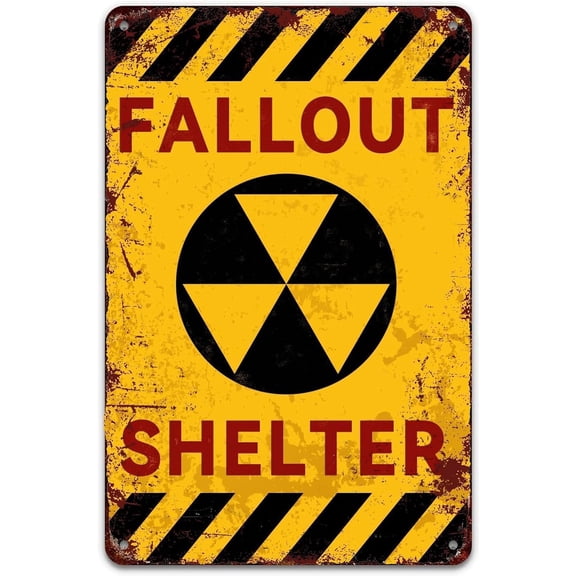 Tin Sign-Vintage Metal Tin Sign - Fallout Shelter. Retro Wall Art for Home, Office. 8x12 Inch