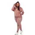 thumbnail image 2 of White Mark Women's Plus Size 2 Piece Rhinestone Velour Tracksuit Set, 2 of 5