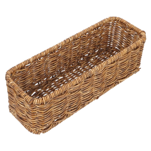 MERRYHAPY 2-Pack Sundries Organizer Basket Coffee Color Imitation Rattan Woven Storage for Home Decor and Office