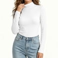thumbnail image 4 of XRoczxe Women's Turtleneck Long Sleeve Shirt, Soft Stretchy Slim Fit Mock Neck Top, Casual Basic Solid Color Tee for Fall Winter Layering & Daily Wear, 4 of 9
