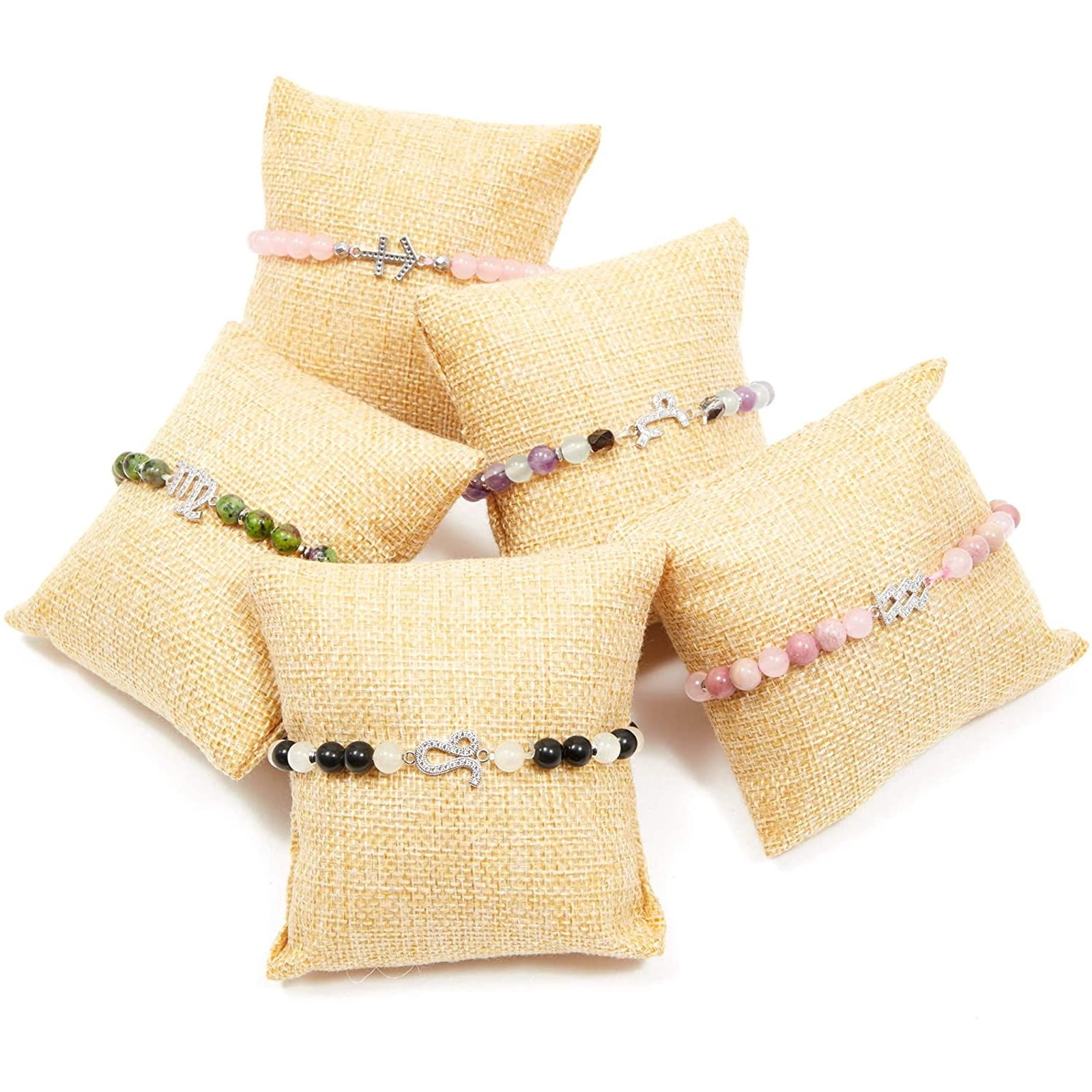 12 Pack 3 x 3' Bracelet Display Linen Pillow Beige for Jewelry Watch Bangle