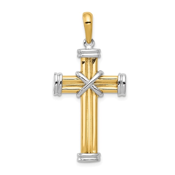 14K Two-Tone Gold Charm Pendant Themed 40 mm 20 Latin Cross