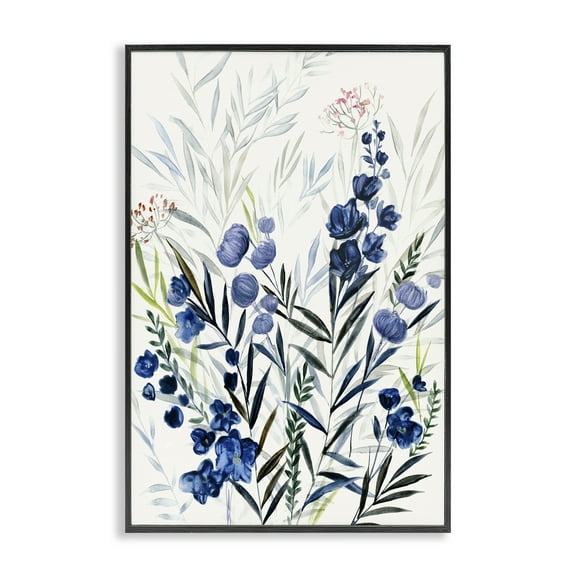 Stupell Industries Varied Indigo Herbs Plants & Flowers Painting Black Framed Art Print Wall Art, 12 x 18