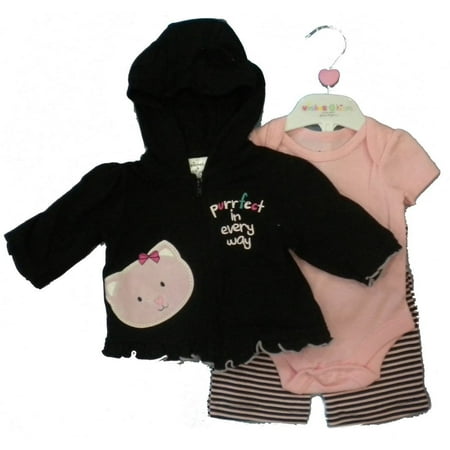 Wishes and Kisses Newborn Girls 3pc Hoody Set Newborn