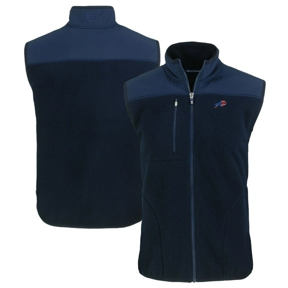 Men's Cutter & Buck Navy Buffalo Bills  Americana Cascade Eco Sherpa Fleece Full-Zip Vest