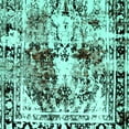 thumbnail image 1 of Ahgly Company Indoor Square Abstract Turquoise Blue Modern Area Rugs, 8' Square, 1 of 4